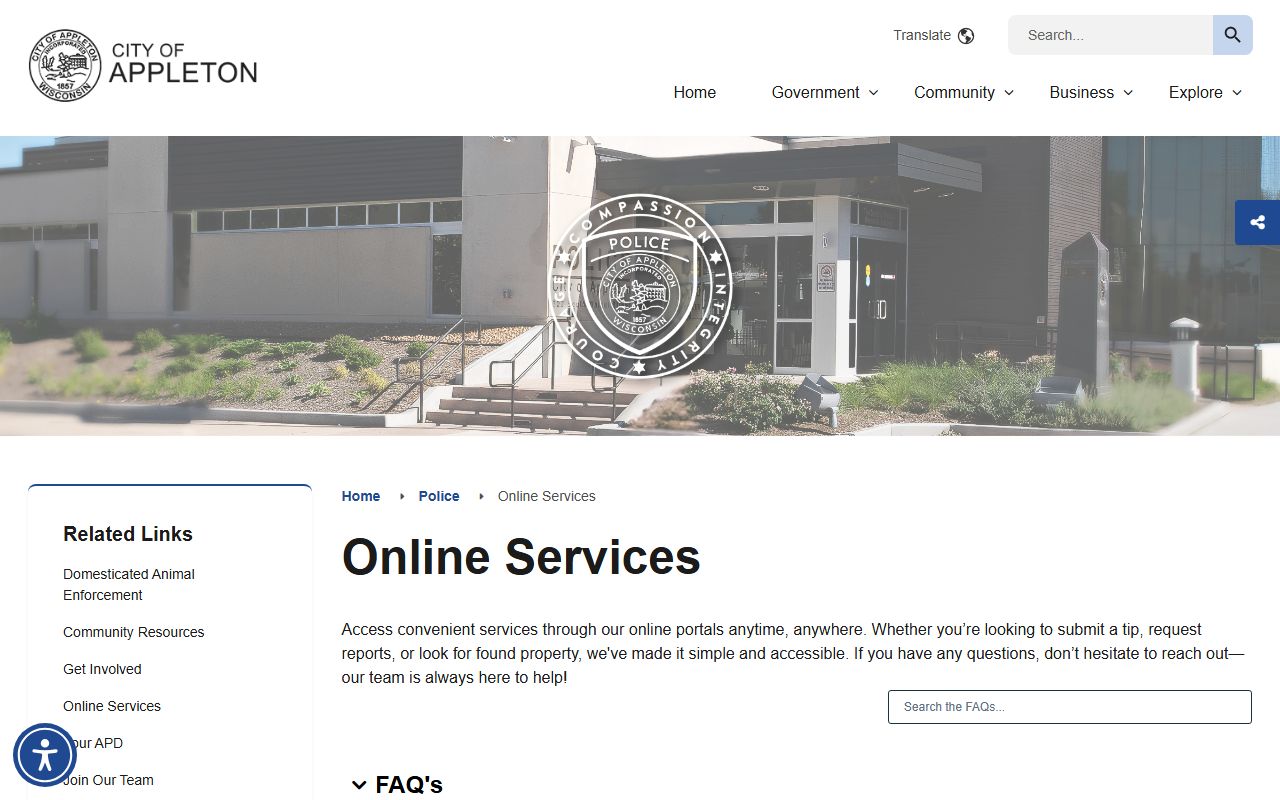 Appleton DUI Records police online services