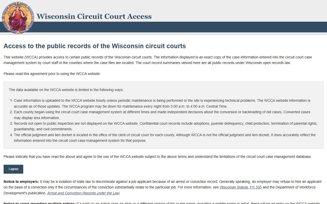 Wisconsin DUI Records WCCA case search