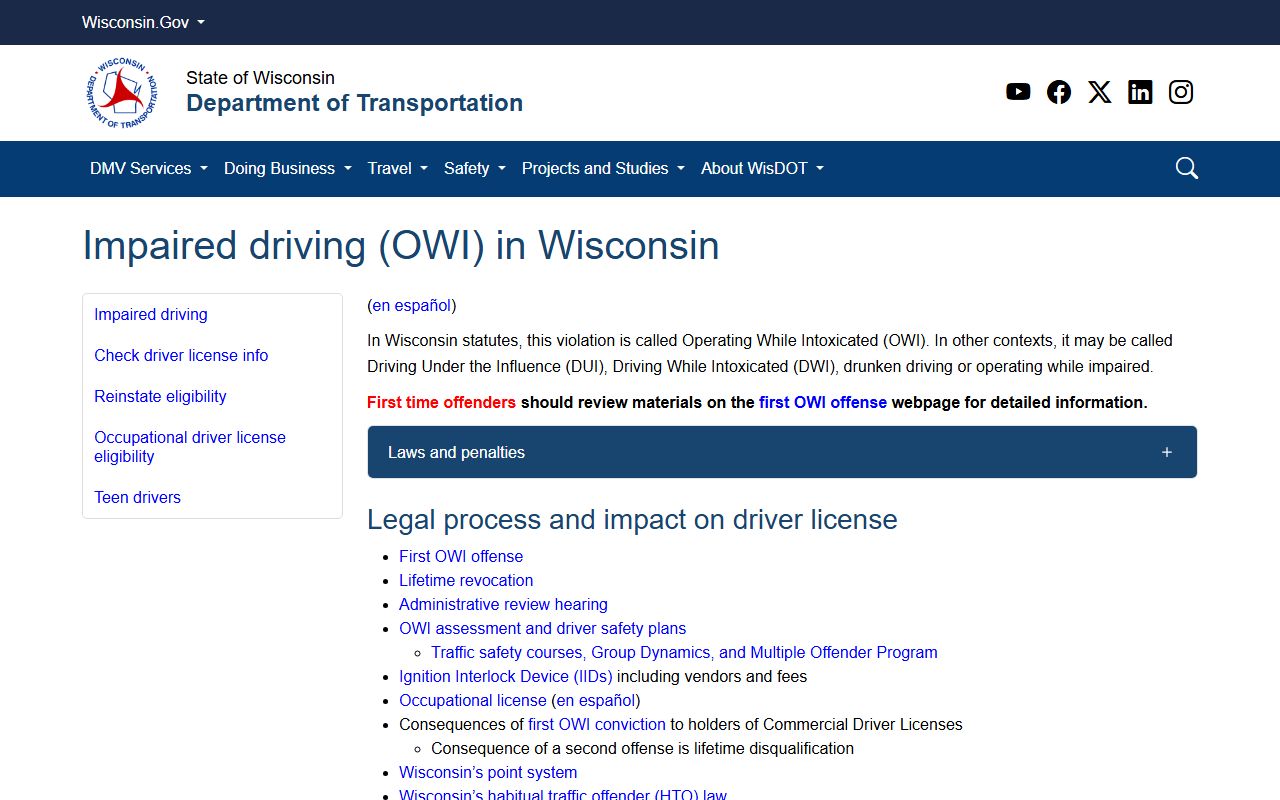 Wisconsin DUI Records OWI license suspension information